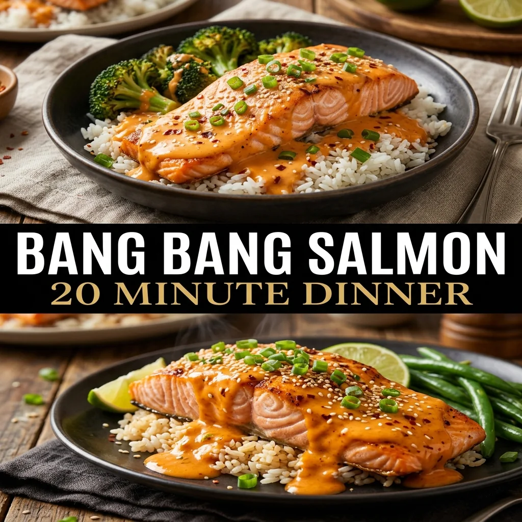 20-Minute Bang Bang Salmon recipe poster