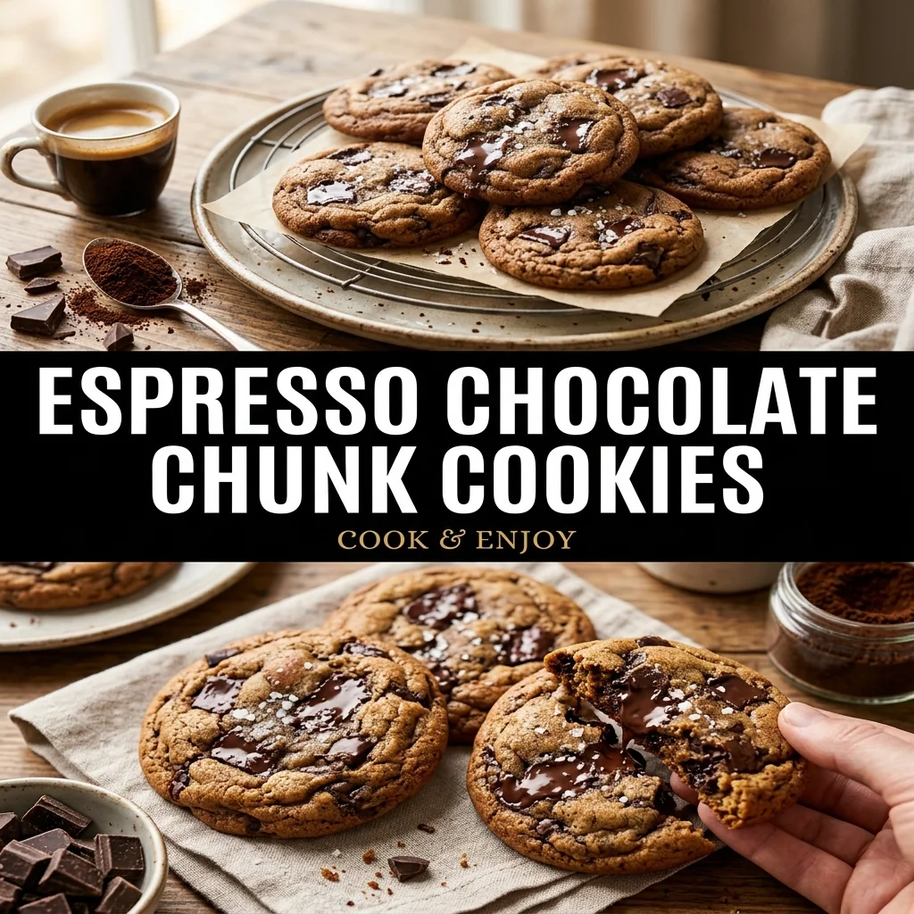 Espresso Chocolate Chunk Cookies recipe poster