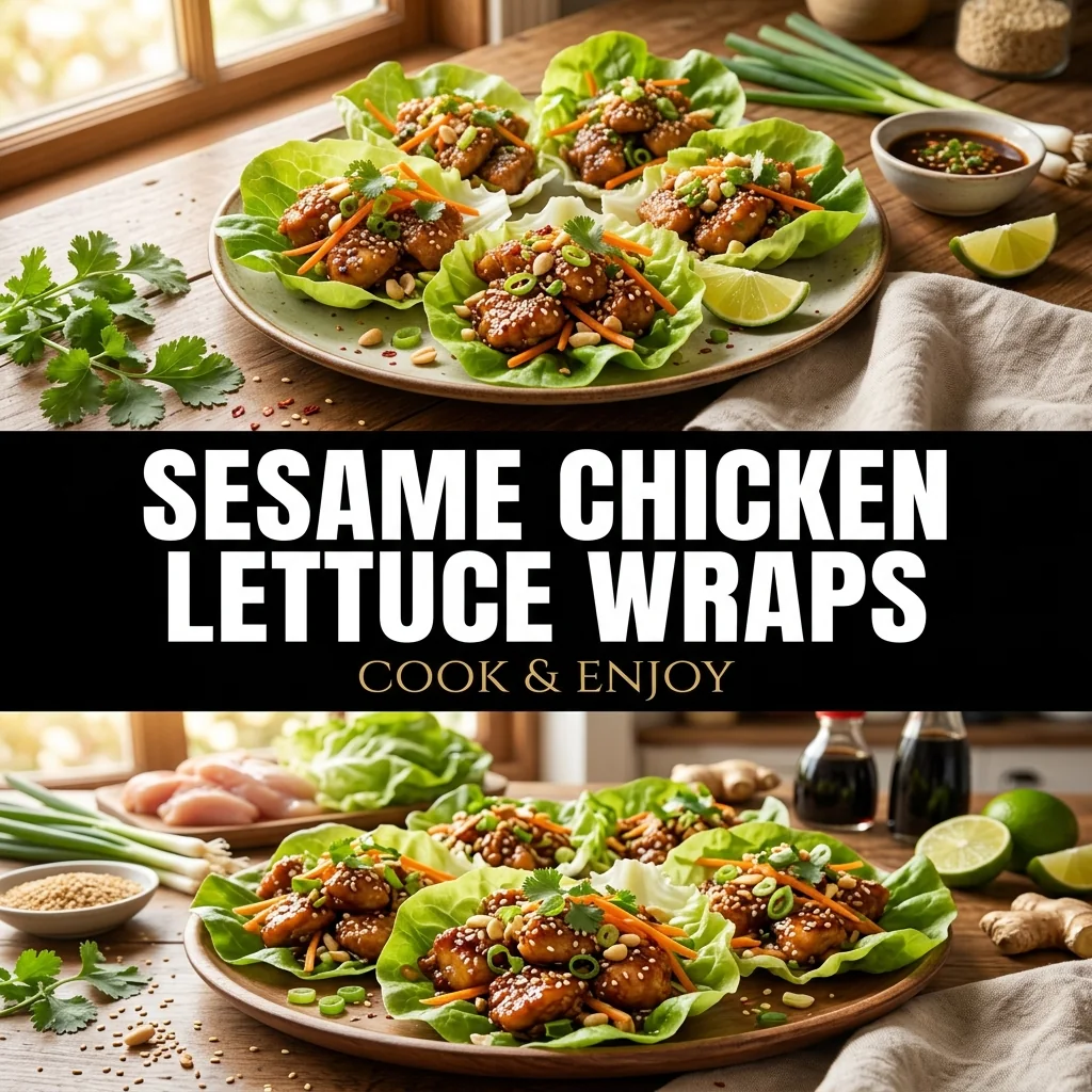 Sesame Chicken Lettuce Wraps recipe poster