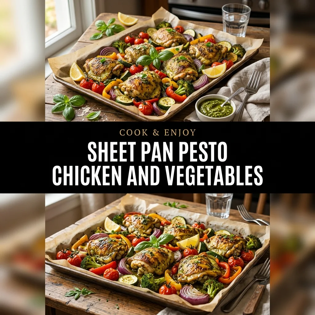 Sheet Pan Pesto Chicken and Vegetables recipe poster
