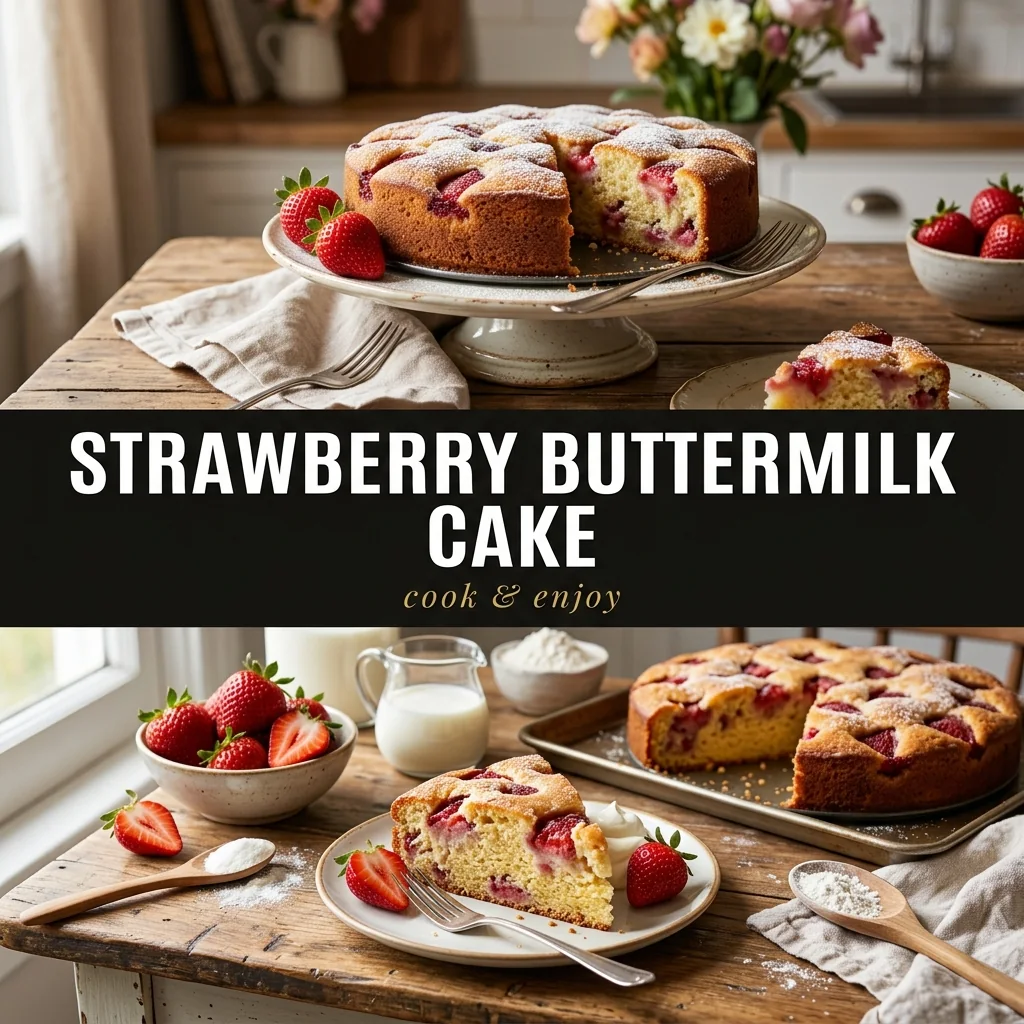 Strawberry Buttermilk Cake recipe poster